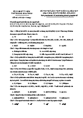 Đề thi thử Trung học phổ thông Quốc gia lần 1 môn Hóa học năm 2017 - Trường THPT Hoàng Hoa Thám (Có đáp án)